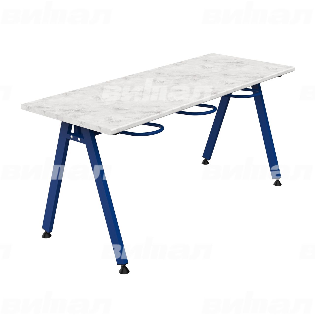 Стол обеденный 6-местный с универсальными кронштейнами «Л» синий  RAL5002 Венеция 6 Пластик прямоугольная
