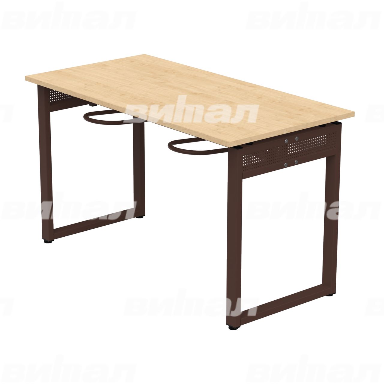 Стол обеденный 4-местный с универсальными кронштейнами «Фьюжн» коричневый RAL8017 Клен 6 Пластик прямоугольная