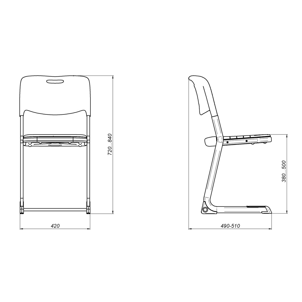 Стул ученический нерегулируемый «Осанка» Пластик на плоскоовальной трубе