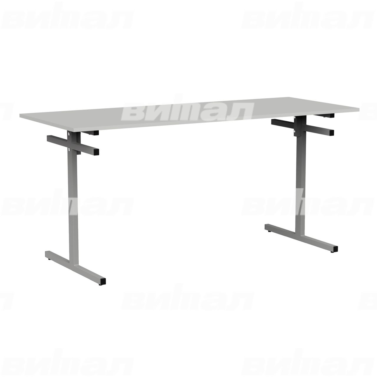 Стол для столовой 6-местный для скамеек серый RAL9006 Серый 5 Пластик