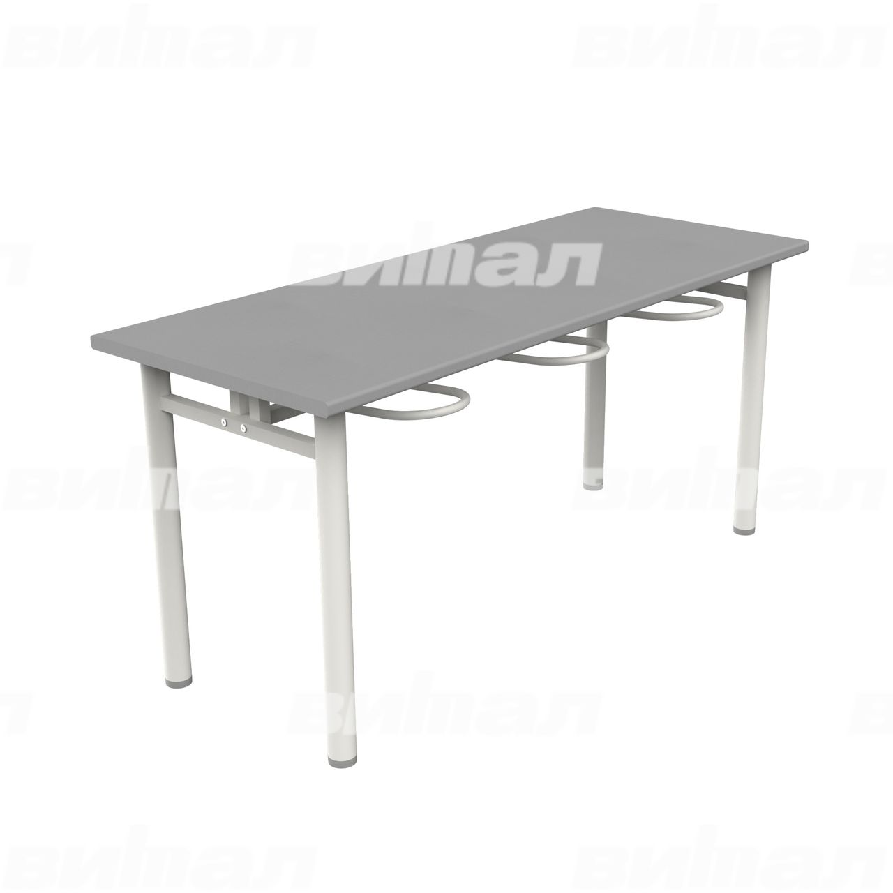 Стол обеденный шестиместный с универсальными кронштейнами белый RAL9016 Алюминий Пластик