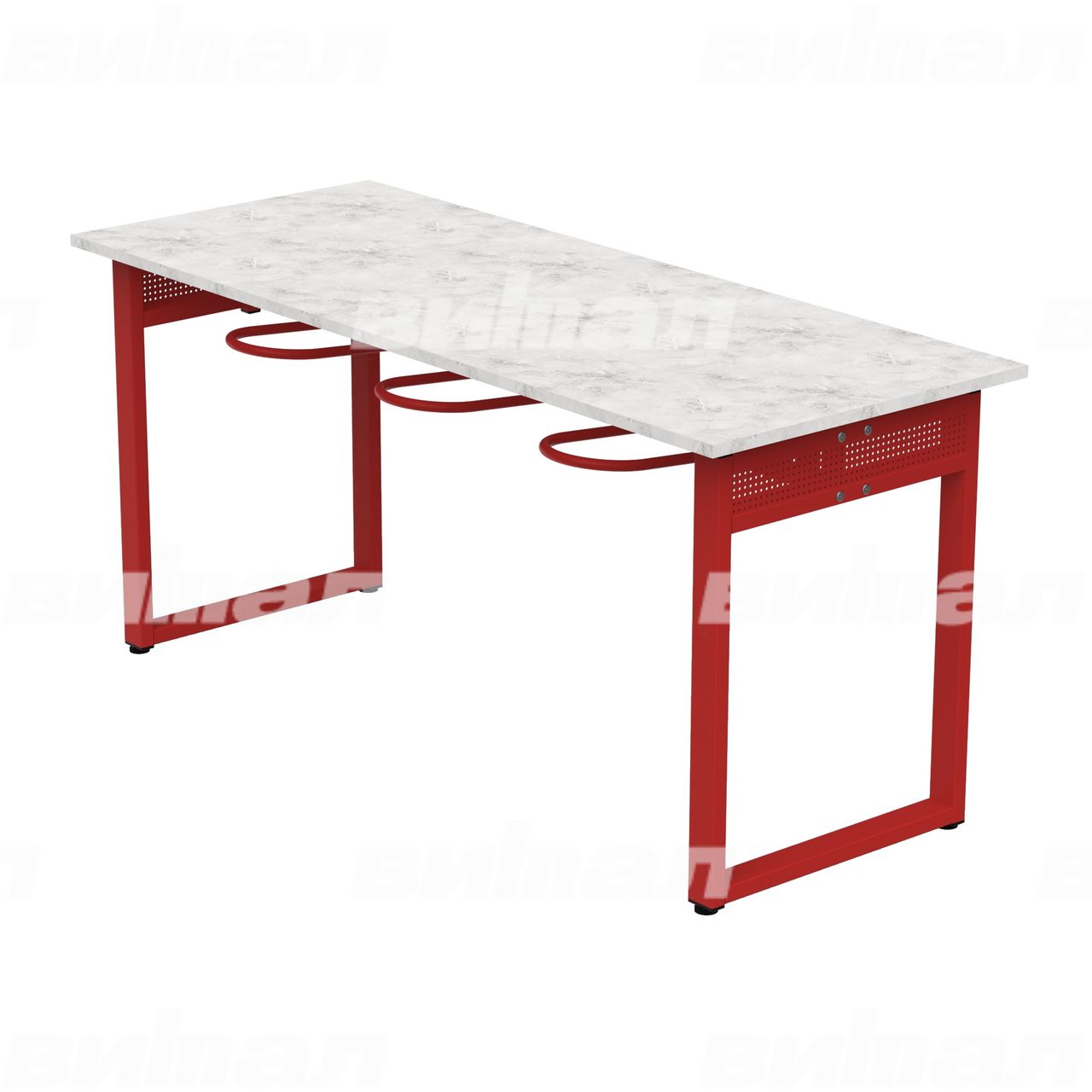 Стол обеденный 6-местный с универсальными кронштейнами «Фьюжн» красный RAL3002 Венеция 6 Пластик прямоугольная