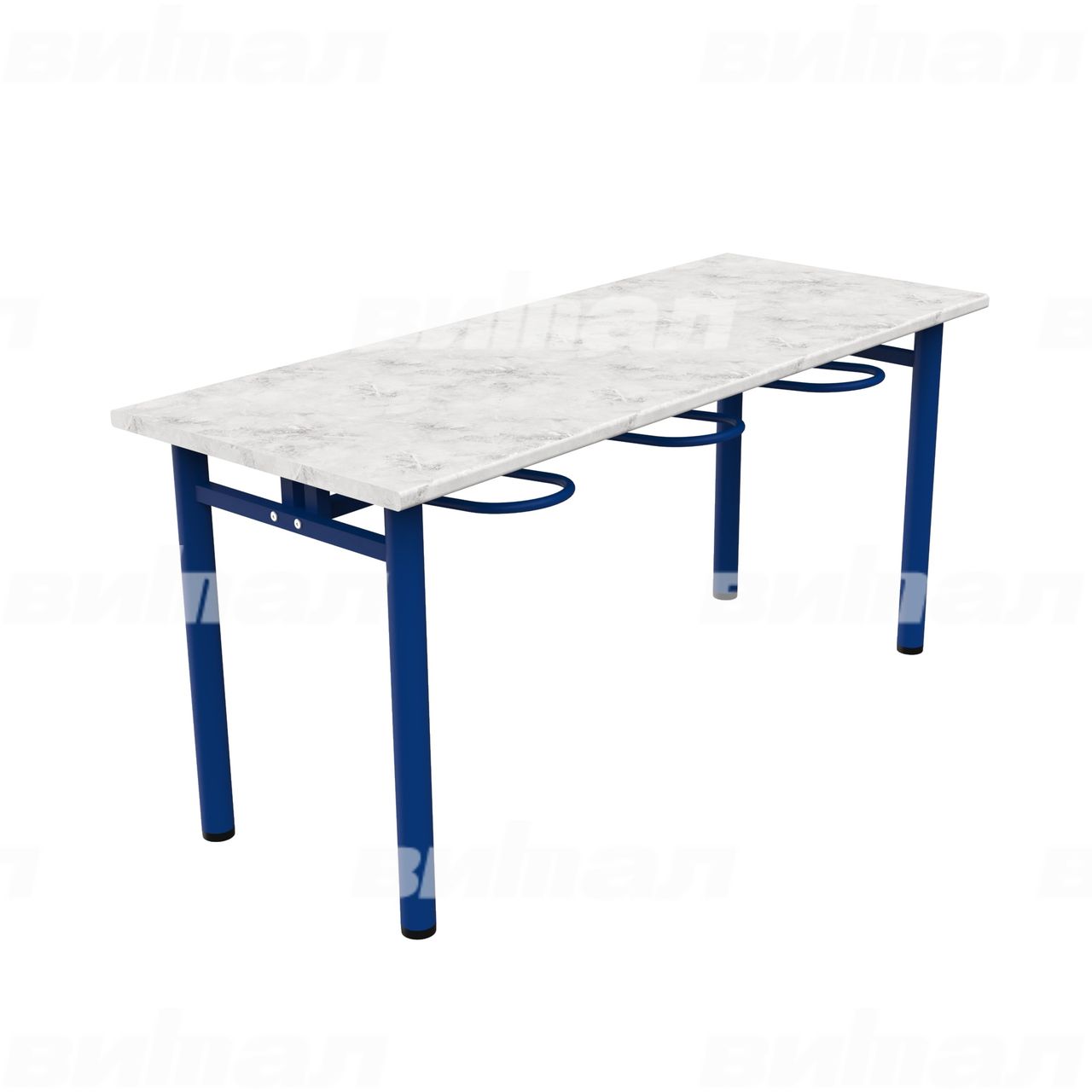 Стол обеденный шестиместный с универсальными кронштейнами синий  RAL5002 Венеция Пластик