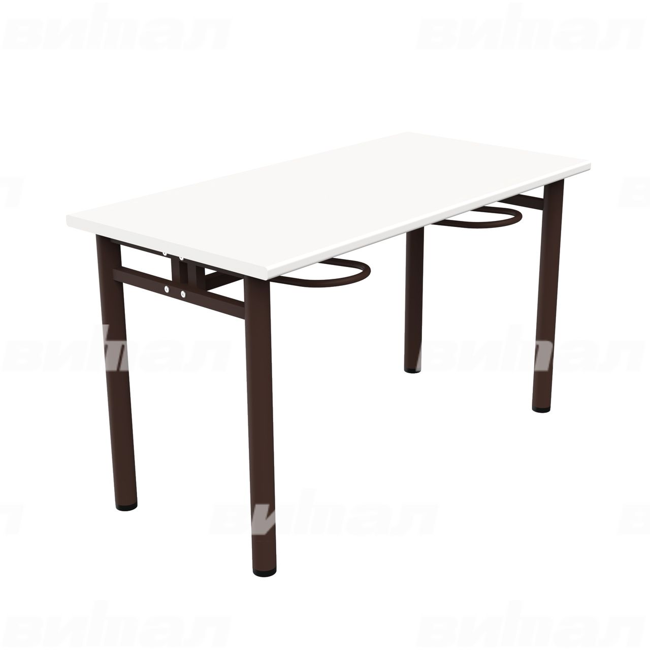 Стол обеденный четырехместный с универсальными кронштейнами коричневый RAL8017 Белый Пластик