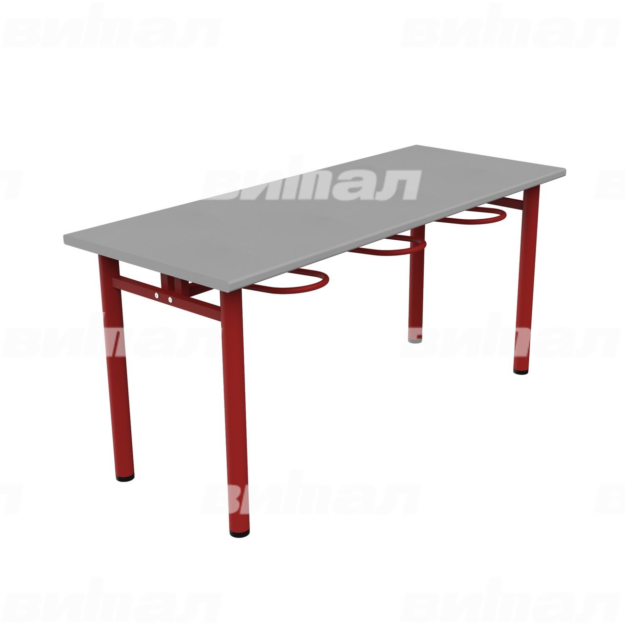 Стол обеденный шестиместный с универсальными кронштейнами красный RAL3002 Алюминий Пластик