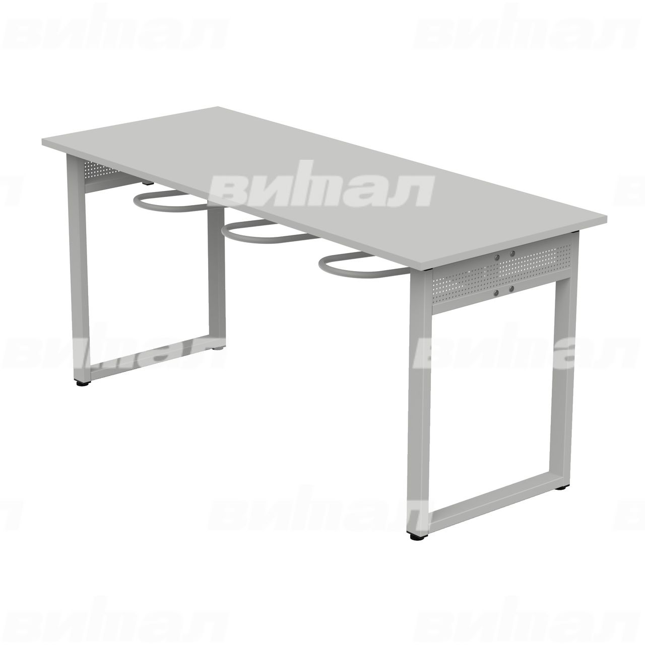 Стол обеденный 6-местный с универсальными кронштейнами «Фьюжн» серый RAL9006 Серый 6 Пластик прямоугольная