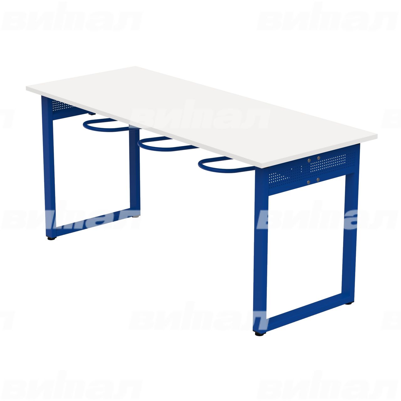 Стол обеденный 6-местный с универсальными кронштейнами «Фьюжн» синий  RAL5002 Белый 6 Пластик прямоугольная