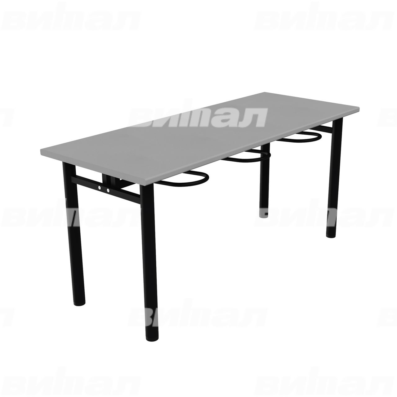 Стол обеденный шестиместный с универсальными кронштейнами черный  RAL9005 Алюминий Пластик