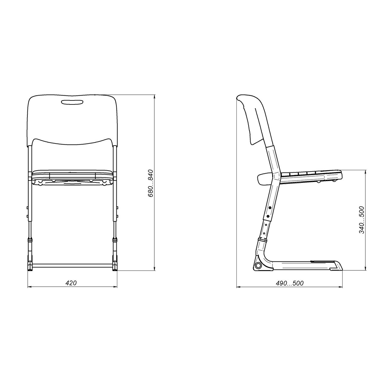 Стул ученический регулируемый «Осанка» Пластик на плоскоовальной трубе