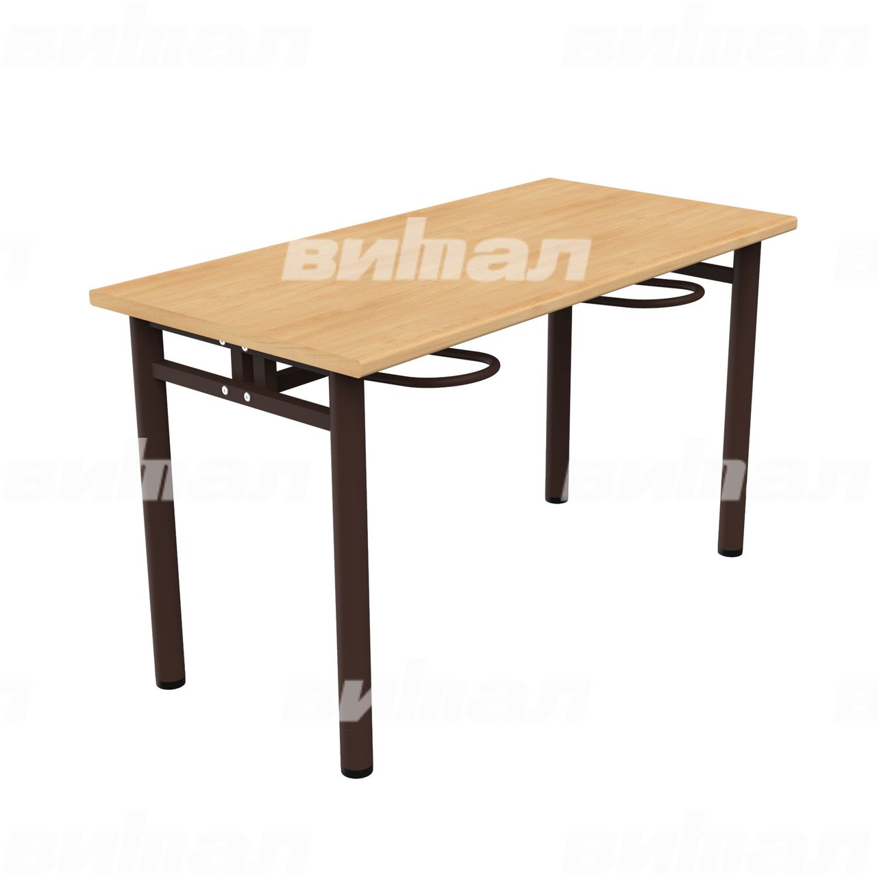 Стол обеденный четырехместный с универсальными кронштейнами коричневый RAL8017 Бук Пластик