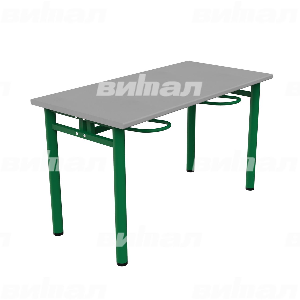 Стол обеденный четырехместный с универсальными кронштейнами зеленый RAL6029 Алюминий Пластик