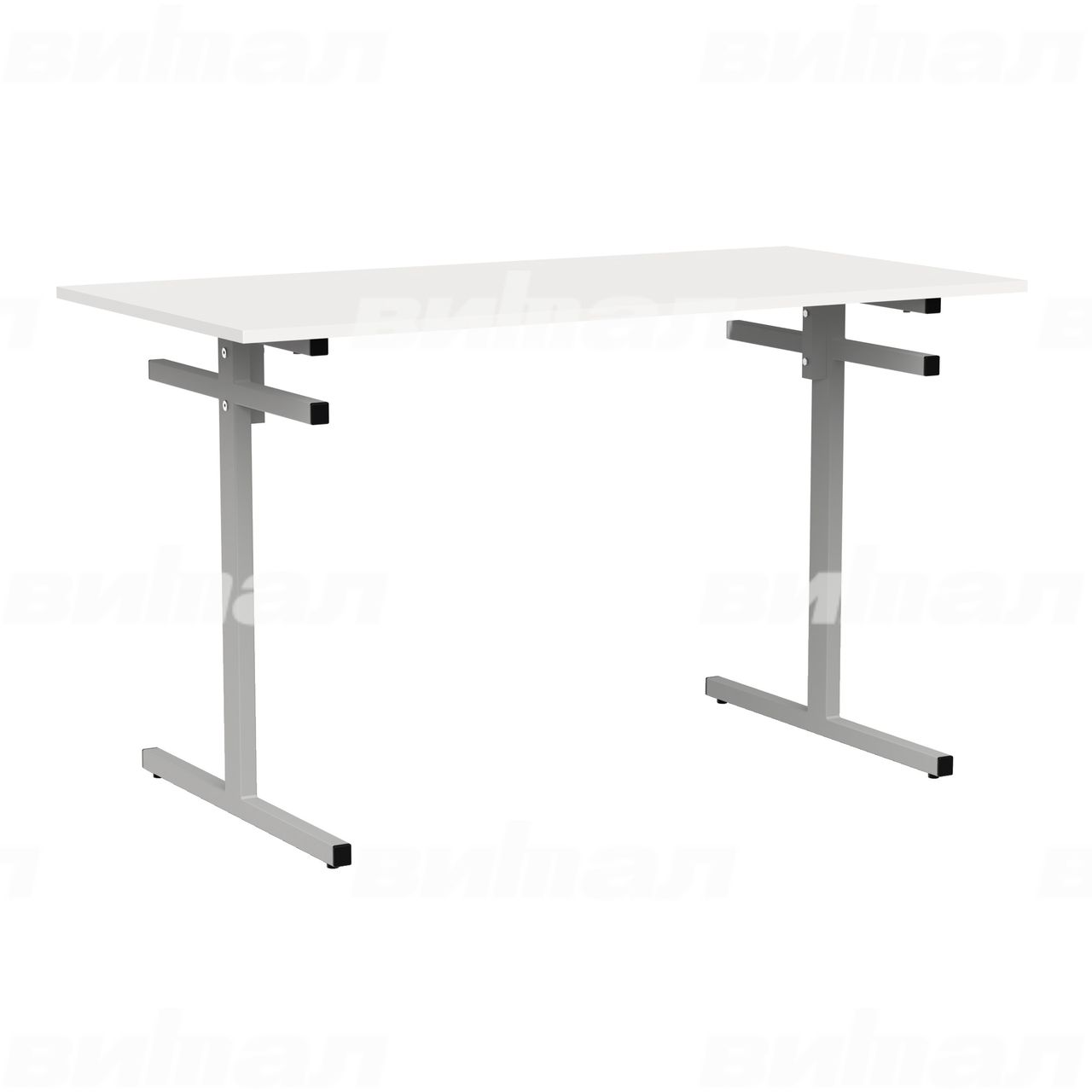 Стол для столовой 4-местный для скамеек серый RAL9006 Белый 6 Пластик