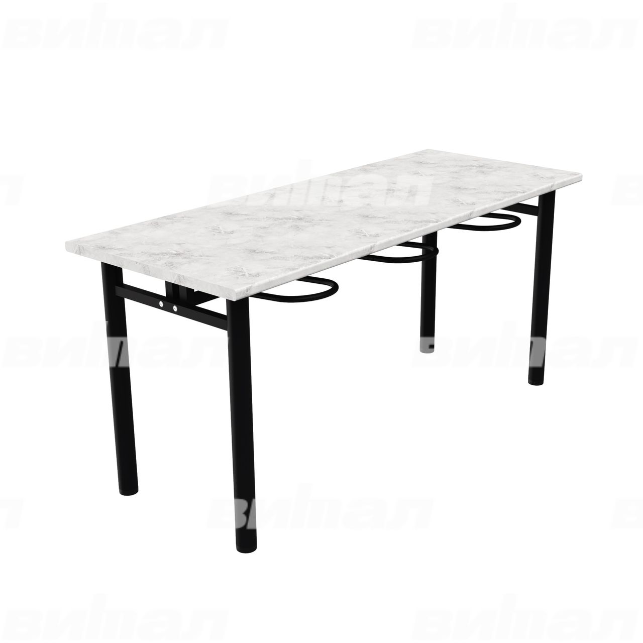 Стол обеденный шестиместный с универсальными кронштейнами черный  RAL9005 Венеция Пластик