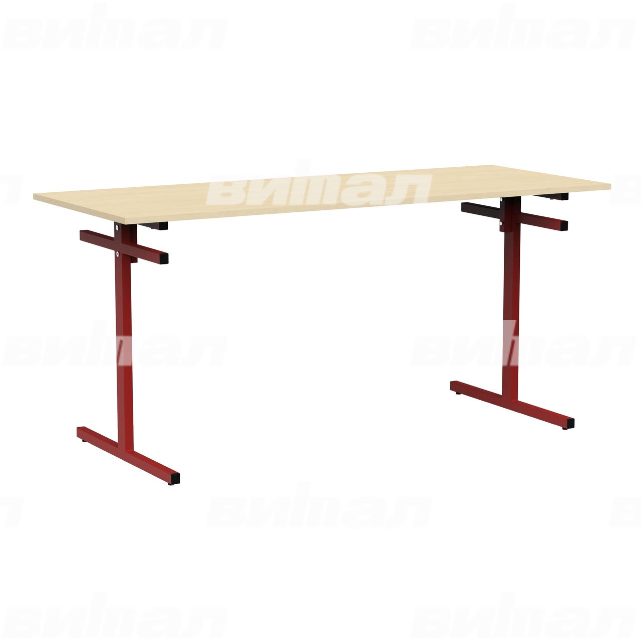 Стол для столовой 6-местный для скамеек красный RAL3002 Береза 5 Пластик