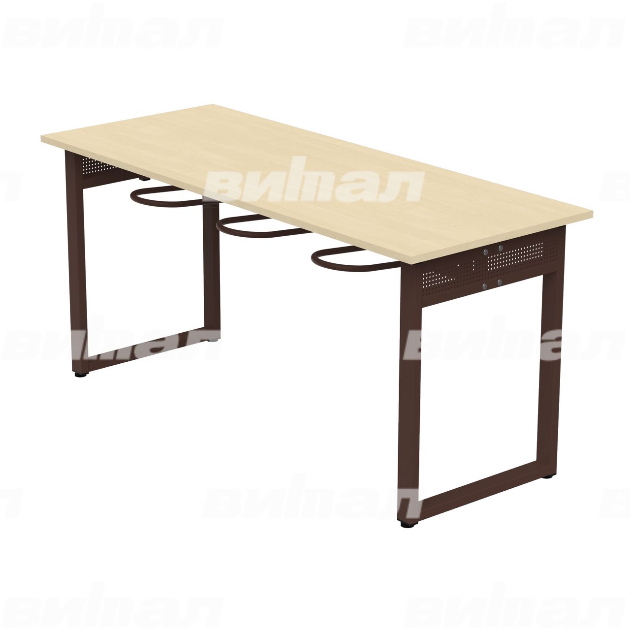 Стол обеденный 6-местный с универсальными кронштейнами «Фьюжн» коричневый RAL8017 Береза 6 Пластик прямоугольная