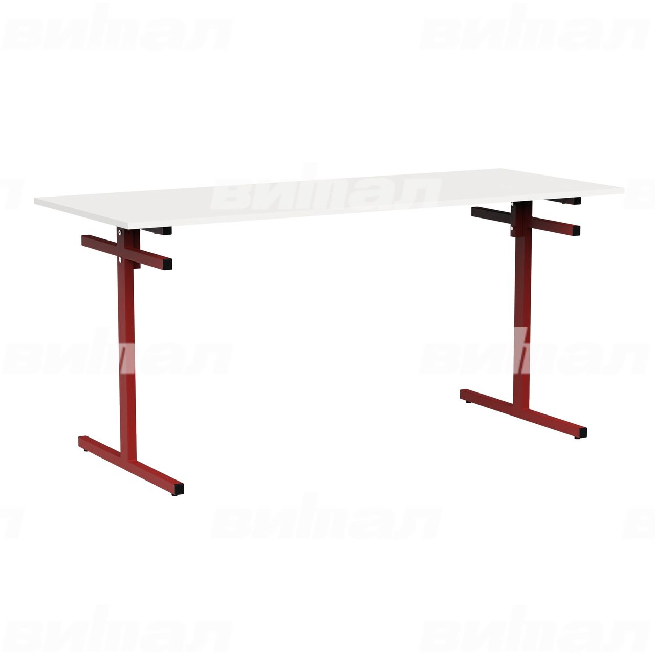 Стол для столовой 6-местный для скамеек красный RAL3002 Белый 6 Пластик