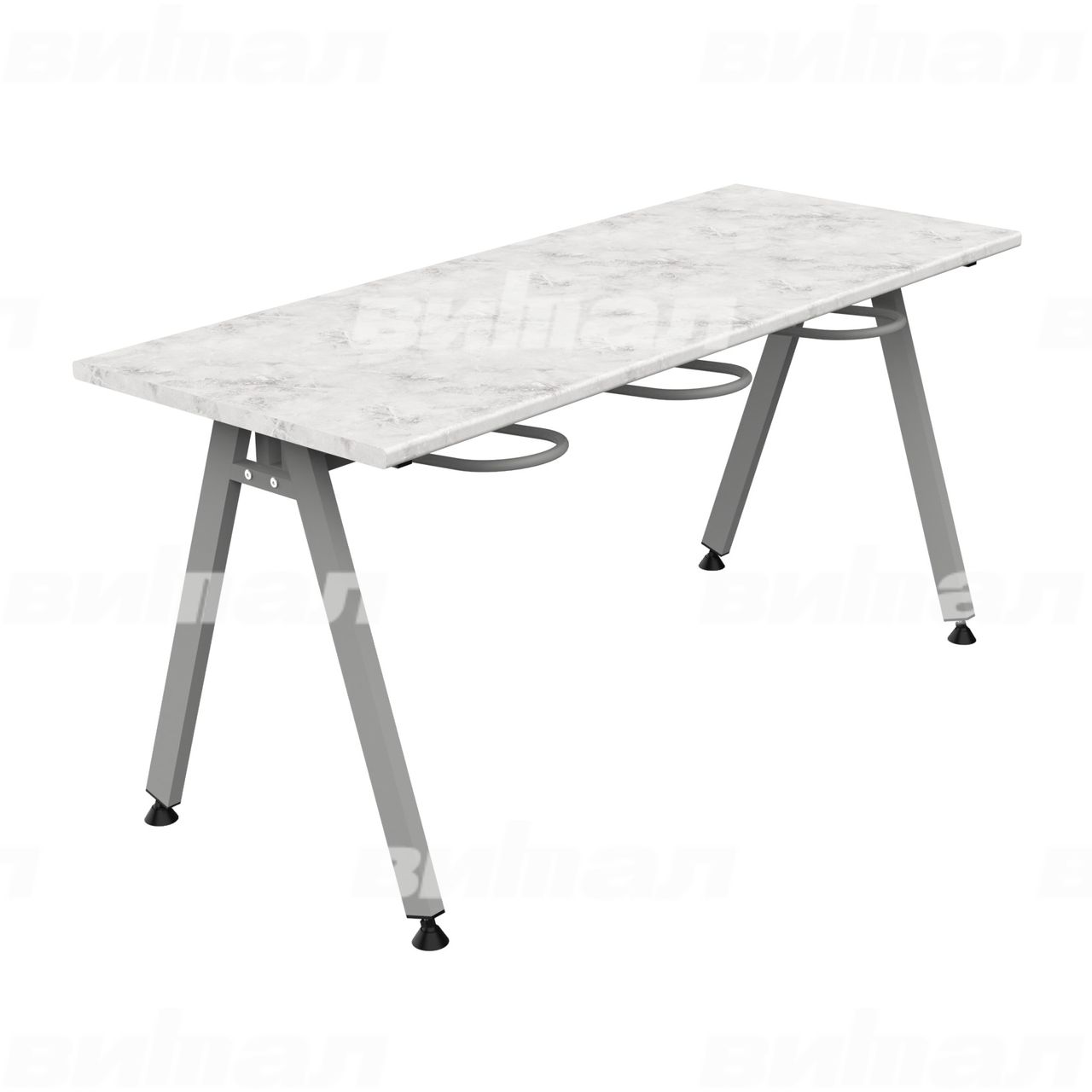 Стол обеденный 6-местный с универсальными кронштейнами «Л» серый RAL9006 Венеция 6 Пластик прямоугольная