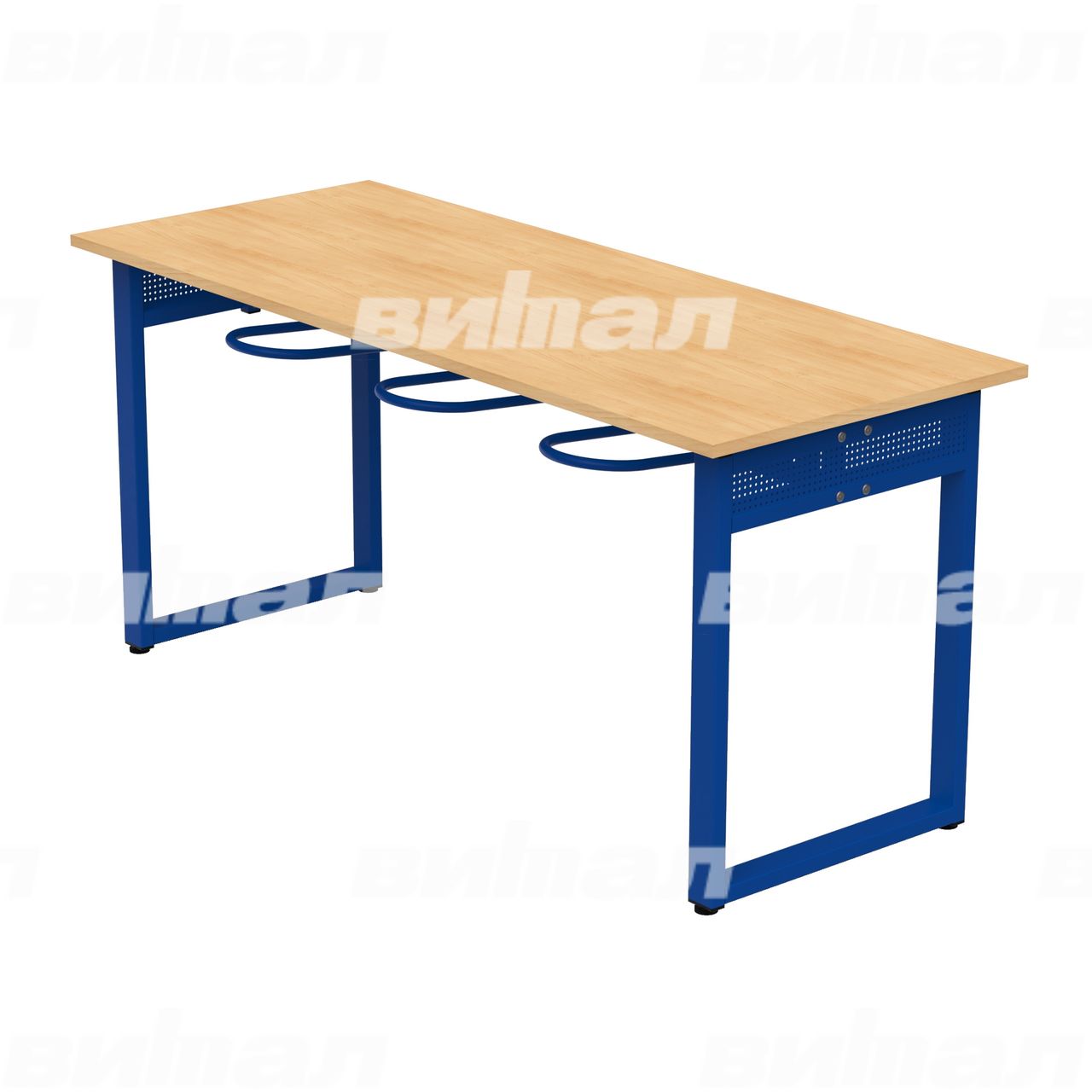 Стол обеденный 6-местный с универсальными кронштейнами «Фьюжн» синий  RAL5002 Бук 6 Пластик прямоугольная