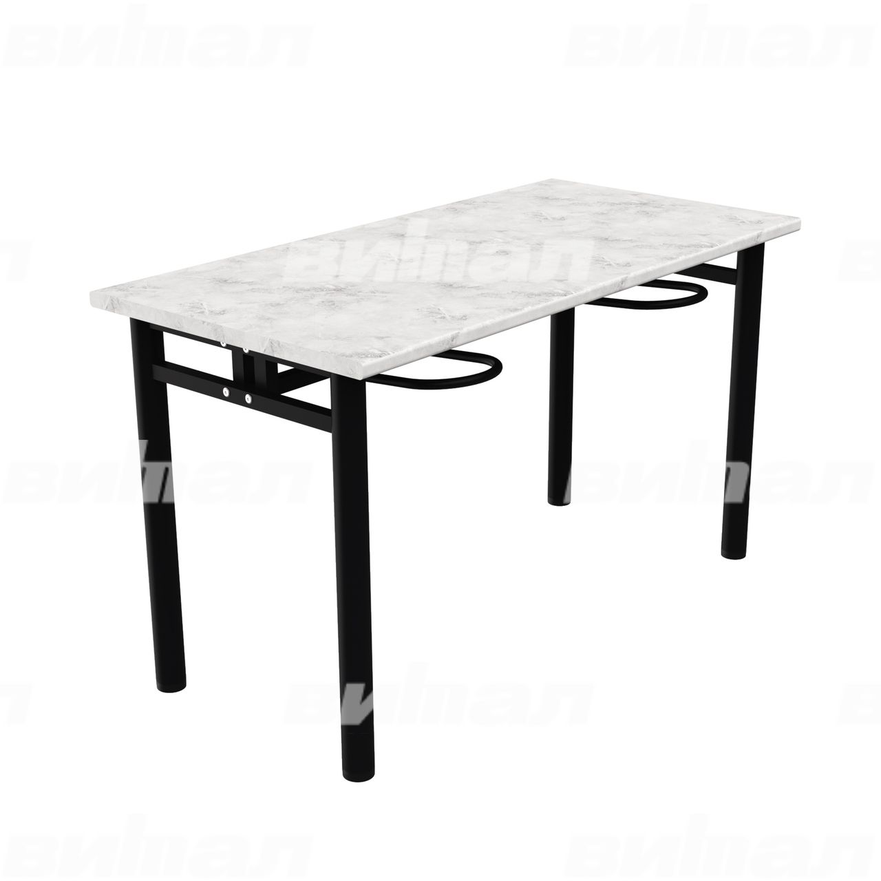 Стол обеденный четырехместный с универсальными кронштейнами черный  RAL9005 Венеция Пластик