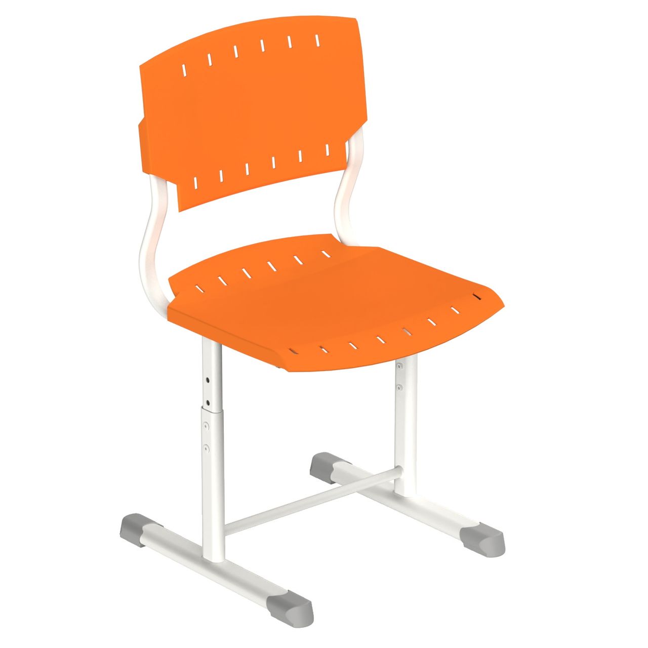 Стул ученический регулируемый «Сигма» Пластик на плоскоовальной трубе белый RAL9016 Оранжевый 5-7 Пластик плоскоовальная