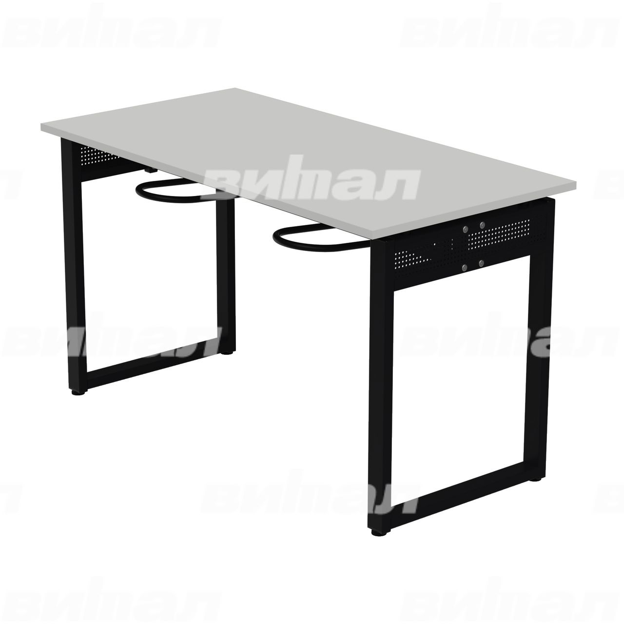 Стол обеденный 4-местный с универсальными кронштейнами «Фьюжн» черный  RAL9005 Серый 5 Пластик прямоугольная