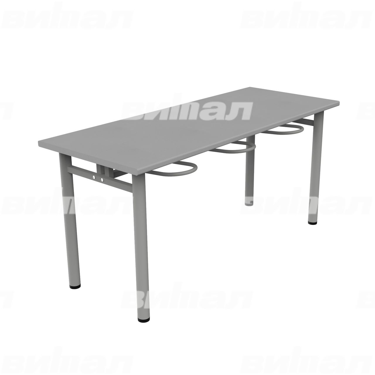 Стол обеденный шестиместный с универсальными кронштейнами серый RAL9006 Алюминий Пластик