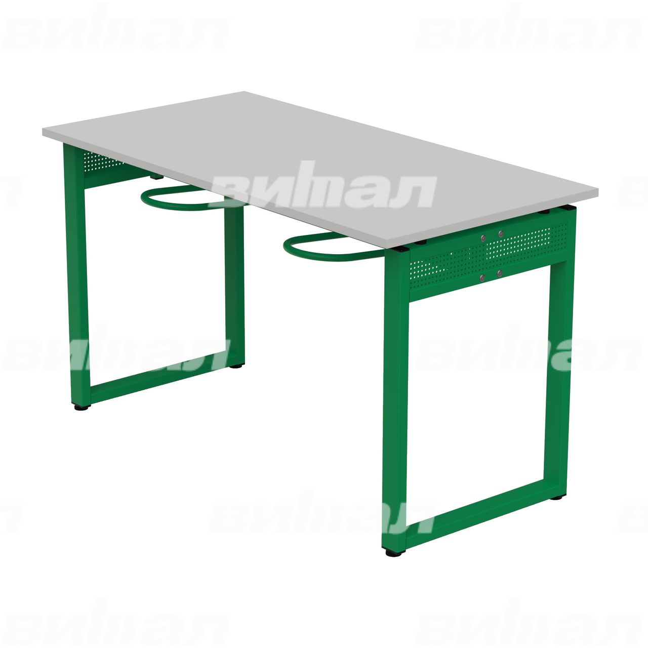 Стол обеденный 4-местный с универсальными кронштейнами «Фьюжн» зеленый RAL6029 Серый 6 Пластик прямоугольная