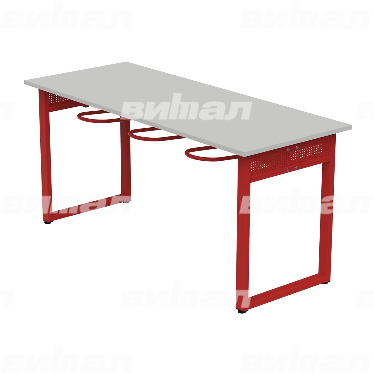 Стол обеденный 6-местный с универсальными кронштейнами «Фьюжн» красный RAL3002 Серый 6 Пластик прямоугольная