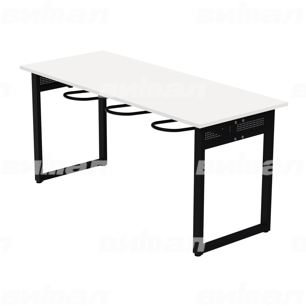 Стол обеденный 6-местный с универсальными кронштейнами «Фьюжн» черный  RAL9005 Белый 6 Пластик прямоугольная