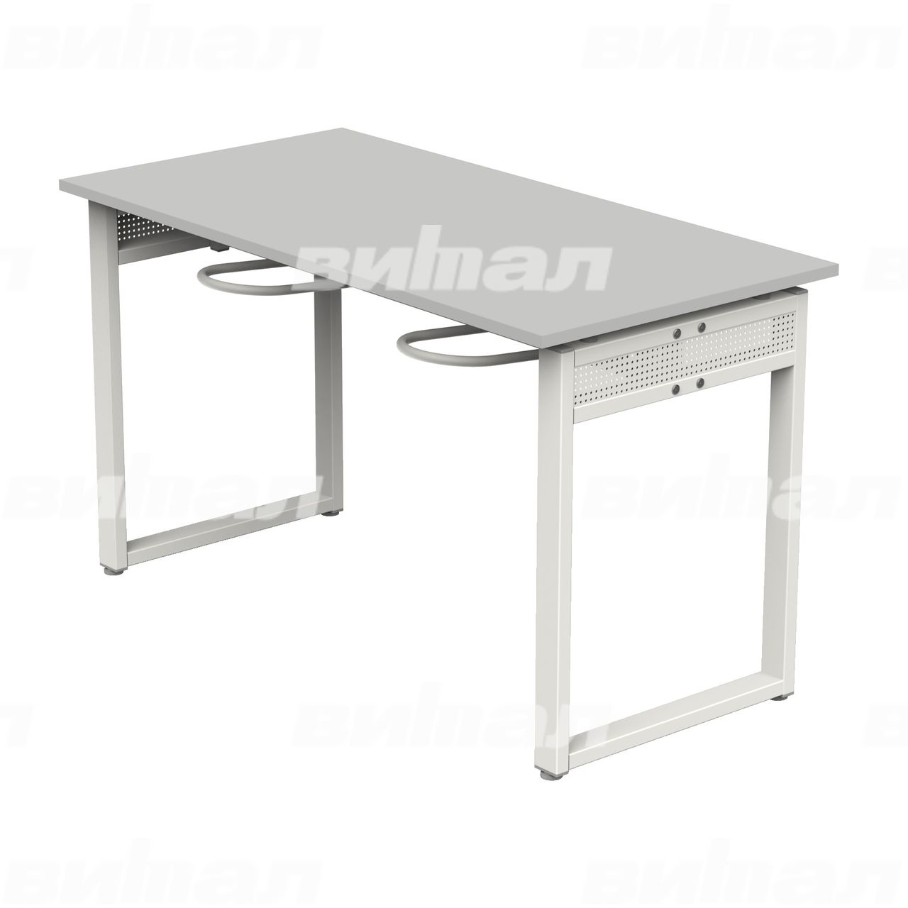 Стол обеденный 4-местный с универсальными кронштейнами «Фьюжн» белый RAL9016 Серый 6 Пластик прямоугольная