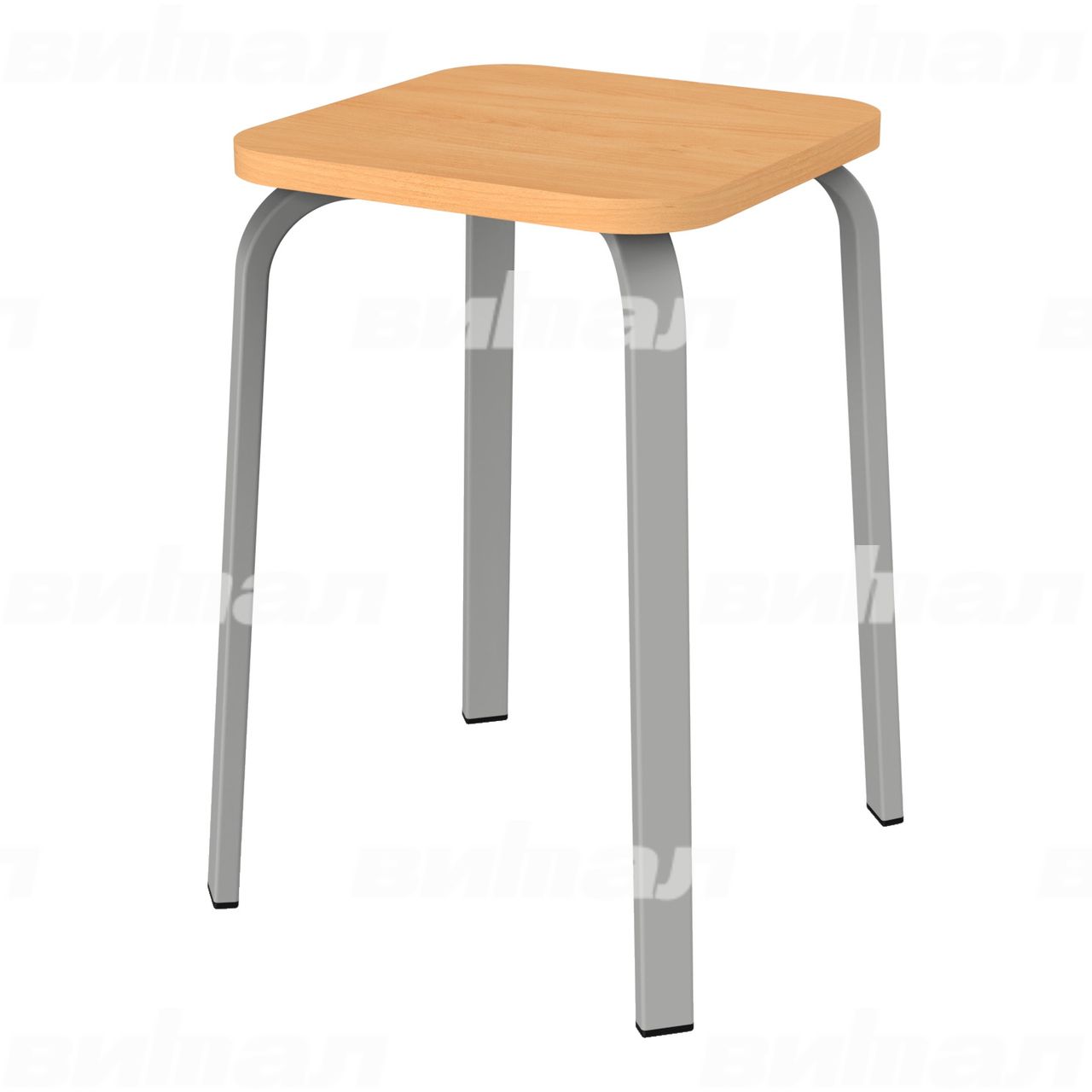 Табурет для столовой 30x15 серый RAL9006 Бук 5 Пластик прямоугольная