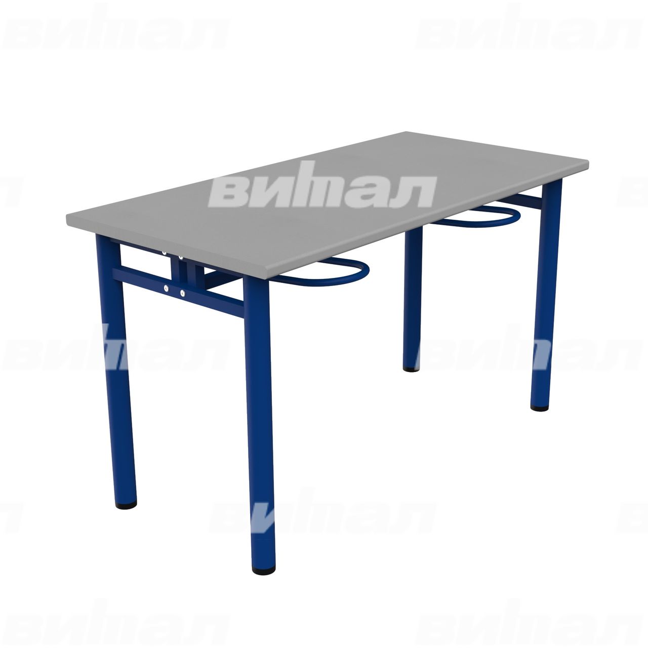 Стол обеденный четырехместный с универсальными кронштейнами синий  RAL5002 Алюминий Пластик