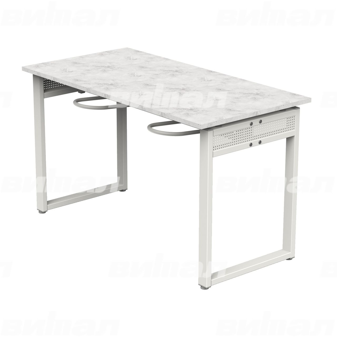 Стол обеденный 4-местный с универсальными кронштейнами «Фьюжн» белый RAL9016 Венеция 6 Пластик прямоугольная