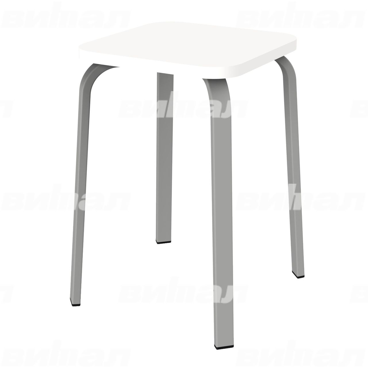 Табурет для столовой 30x15 серый RAL9006 Белый 6 Пластик прямоугольная