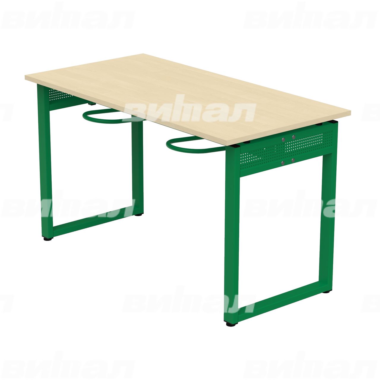 Стол обеденный 4-местный с универсальными кронштейнами «Фьюжн» зеленый RAL6029 Береза 5 Пластик прямоугольная