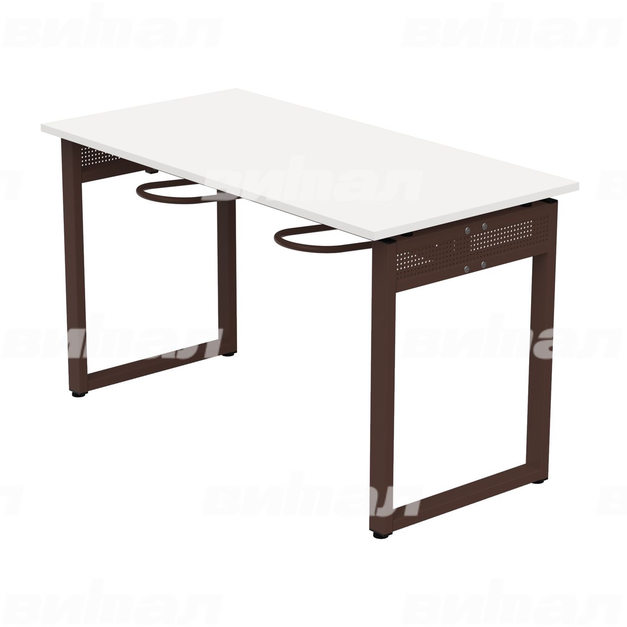 Стол обеденный 4-местный с универсальными кронштейнами «Фьюжн» коричневый RAL8017 Белый 5 Пластик прямоугольная