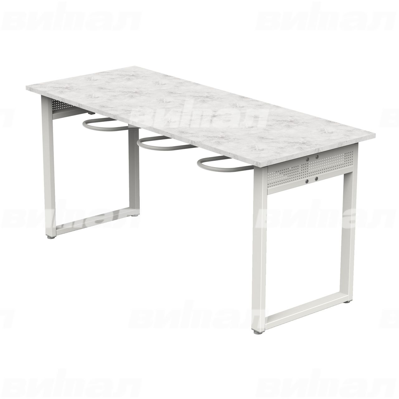 Стол обеденный 6-местный с универсальными кронштейнами «Фьюжн» белый RAL9016 Венеция 5 Пластик прямоугольная