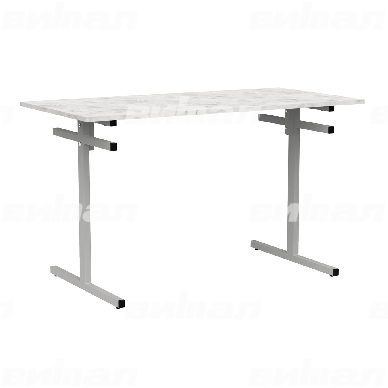 Стол для столовой 4-местный для скамеек серый RAL9006 Венеция 5 Пластик