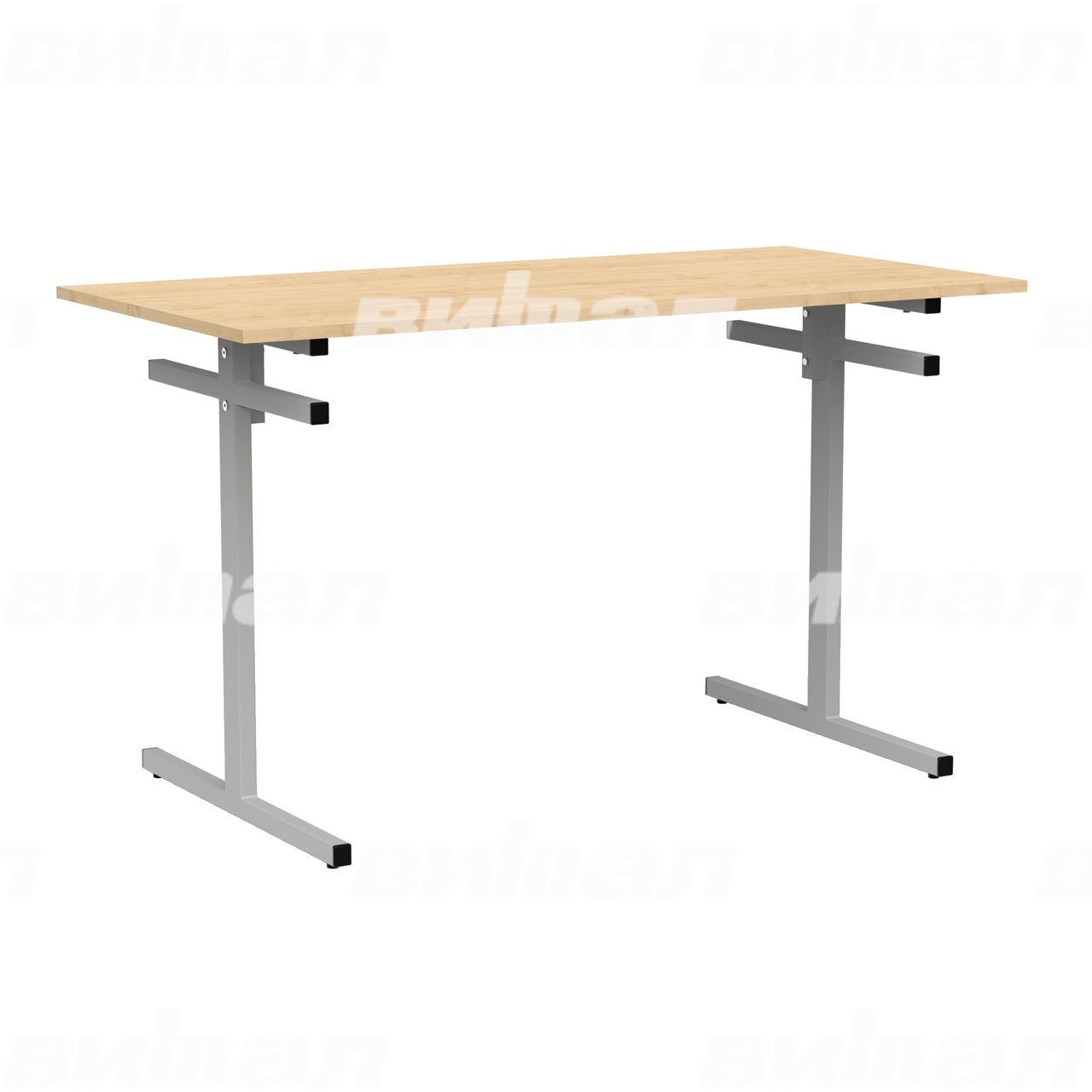 Стол для столовой 4-местный для скамеек серый RAL9006 Клен 5 Пластик