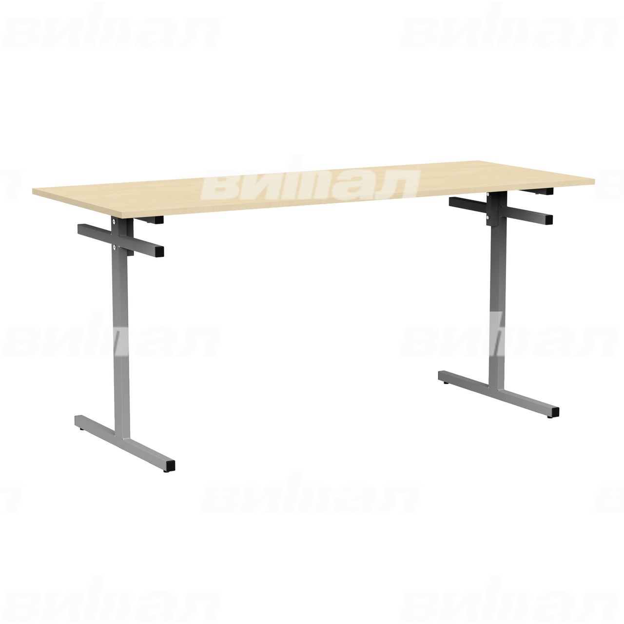 Стол для столовой 6-местный для скамеек серый RAL9006 Береза 6 Пластик