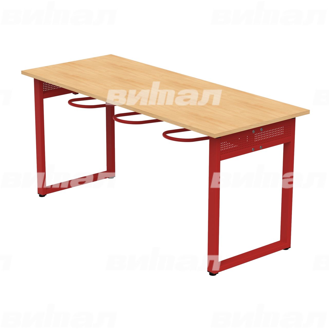 Стол обеденный 6-местный с универсальными кронштейнами «Фьюжн» красный RAL3002 Бук 6 Пластик прямоугольная