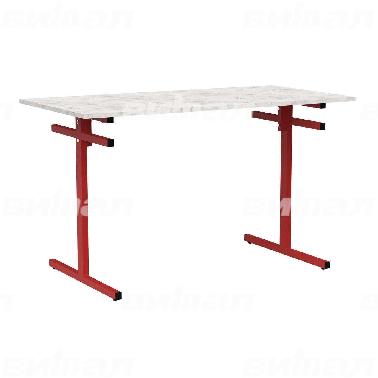 Стол для столовой 4-местный для скамеек красный RAL3002 Венеция 6 Пластик