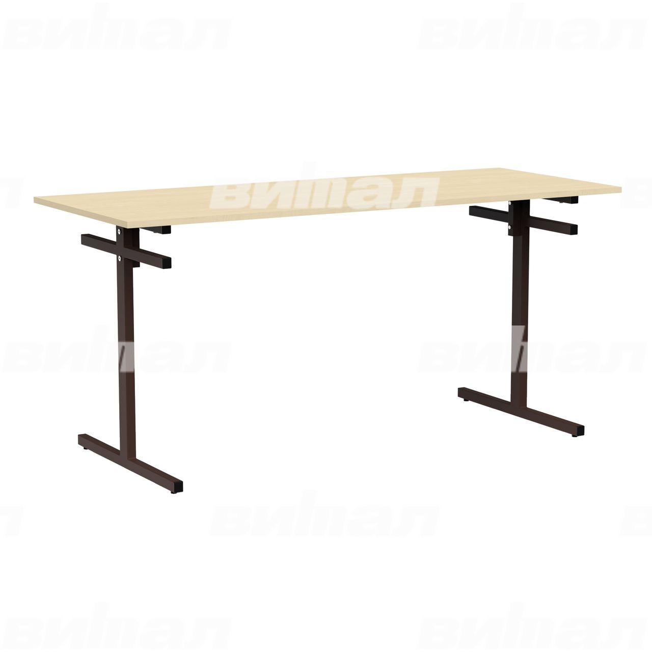 Стол для столовой 6-местный для скамеек коричневый RAL8017 Береза 6 Пластик