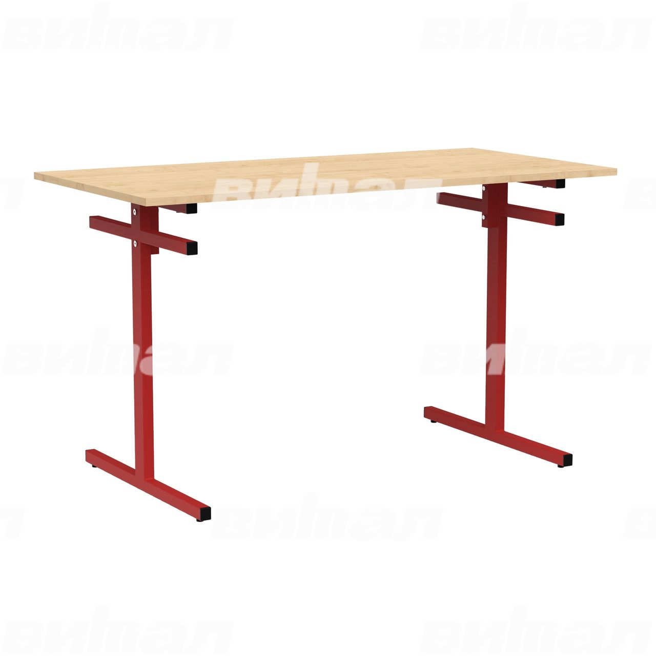 Стол для столовой 4-местный для скамеек красный RAL3002 Клен 6 Пластик