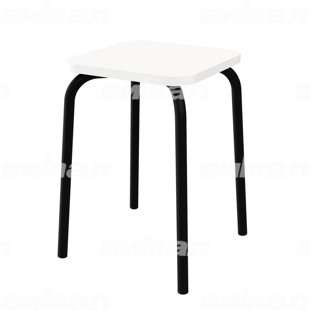Табурет для столовой черный  RAL9005 Белый Пластик