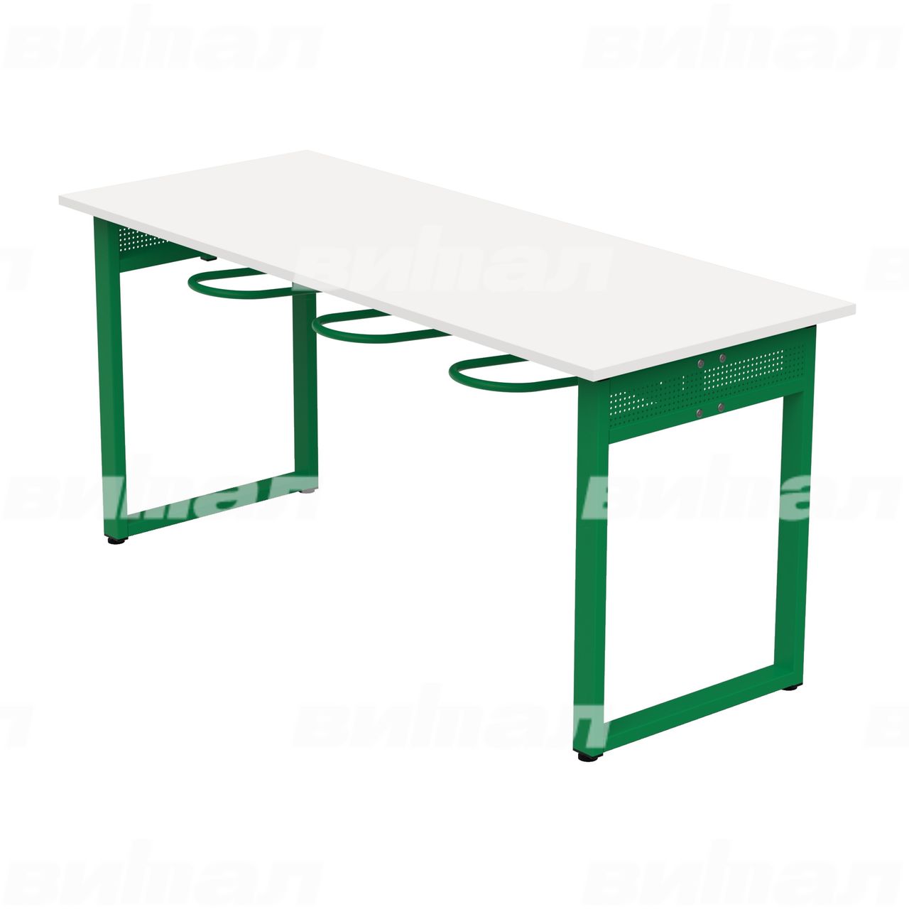 Стол обеденный 6-местный с универсальными кронштейнами «Фьюжн» зеленый RAL6029 Белый 6 Пластик прямоугольная