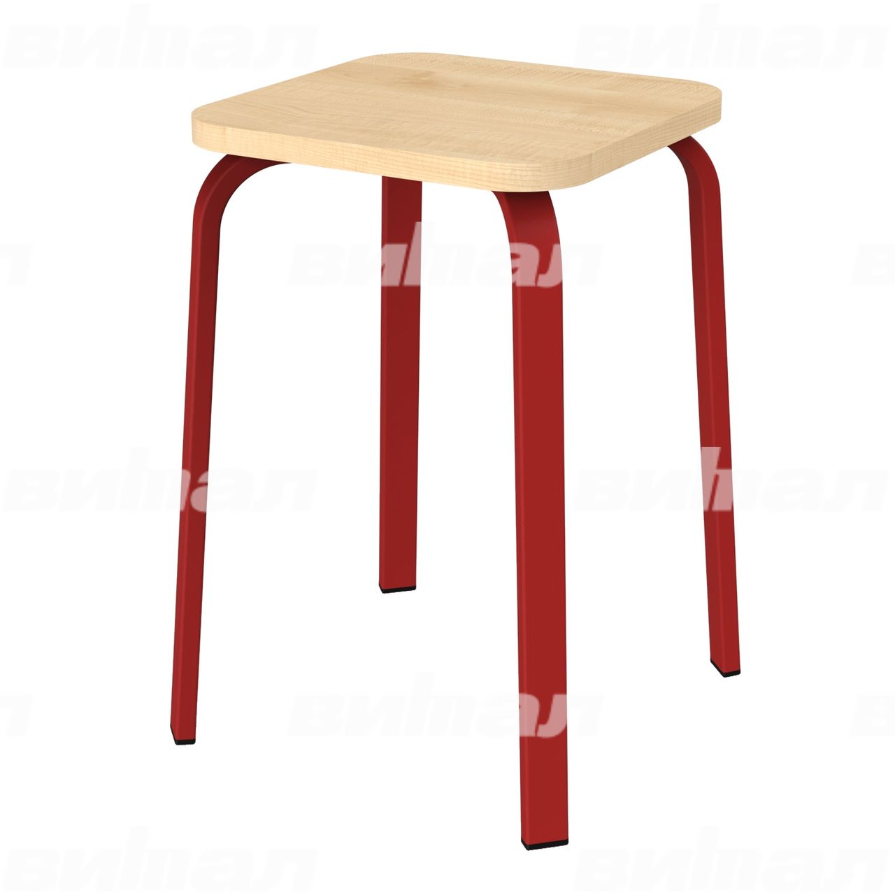 Табурет для столовой 30x15 красный RAL3002 Клен 6 Пластик прямоугольная