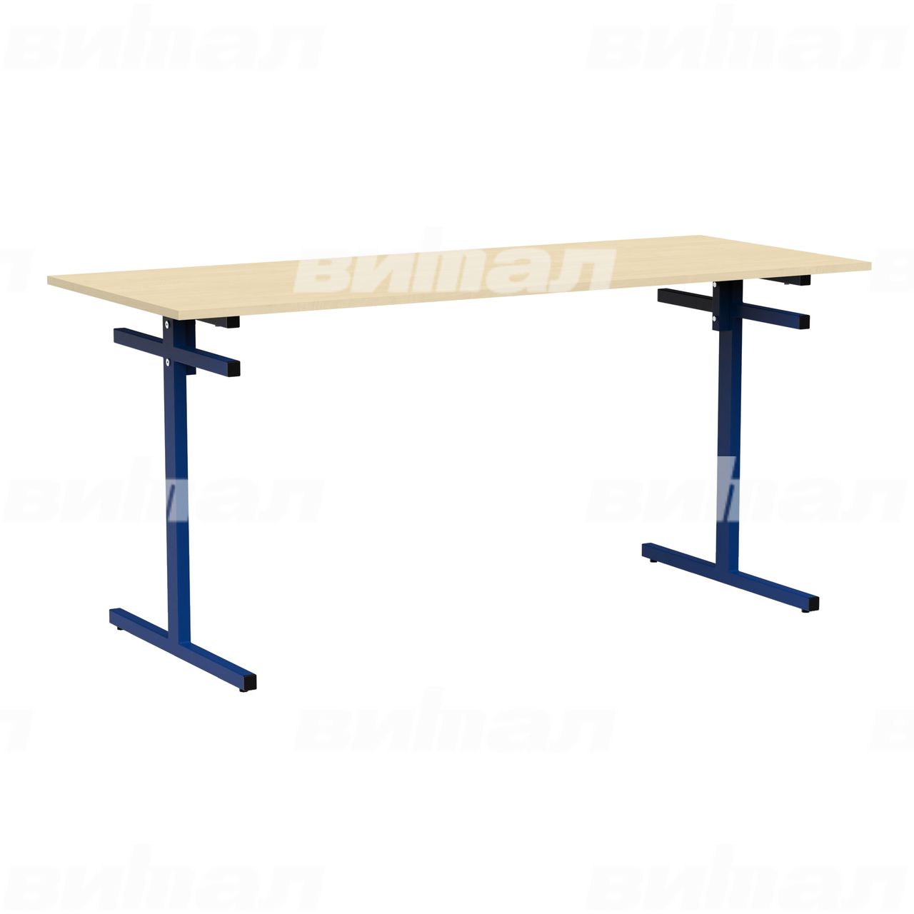 Стол для столовой 6-местный для скамеек синий  RAL5002 Береза 6 Пластик