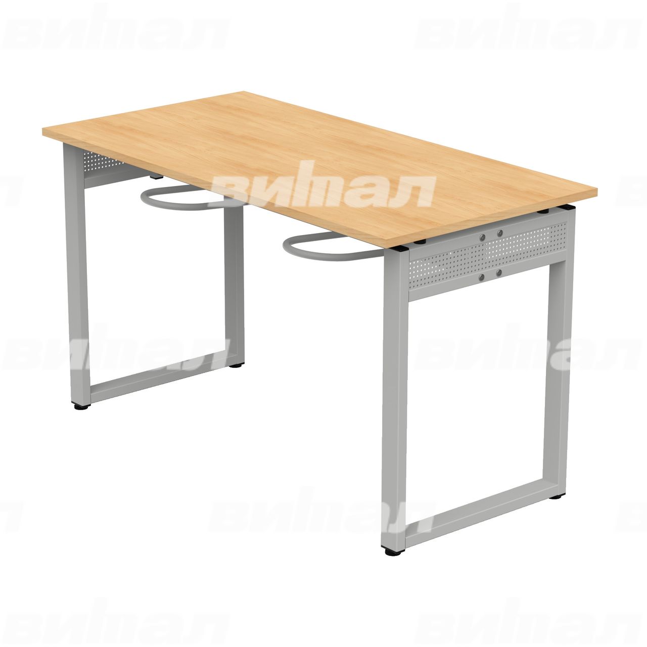 Стол обеденный 4-местный с универсальными кронштейнами «Фьюжн» серый RAL9006 Бук 6 Пластик прямоугольная