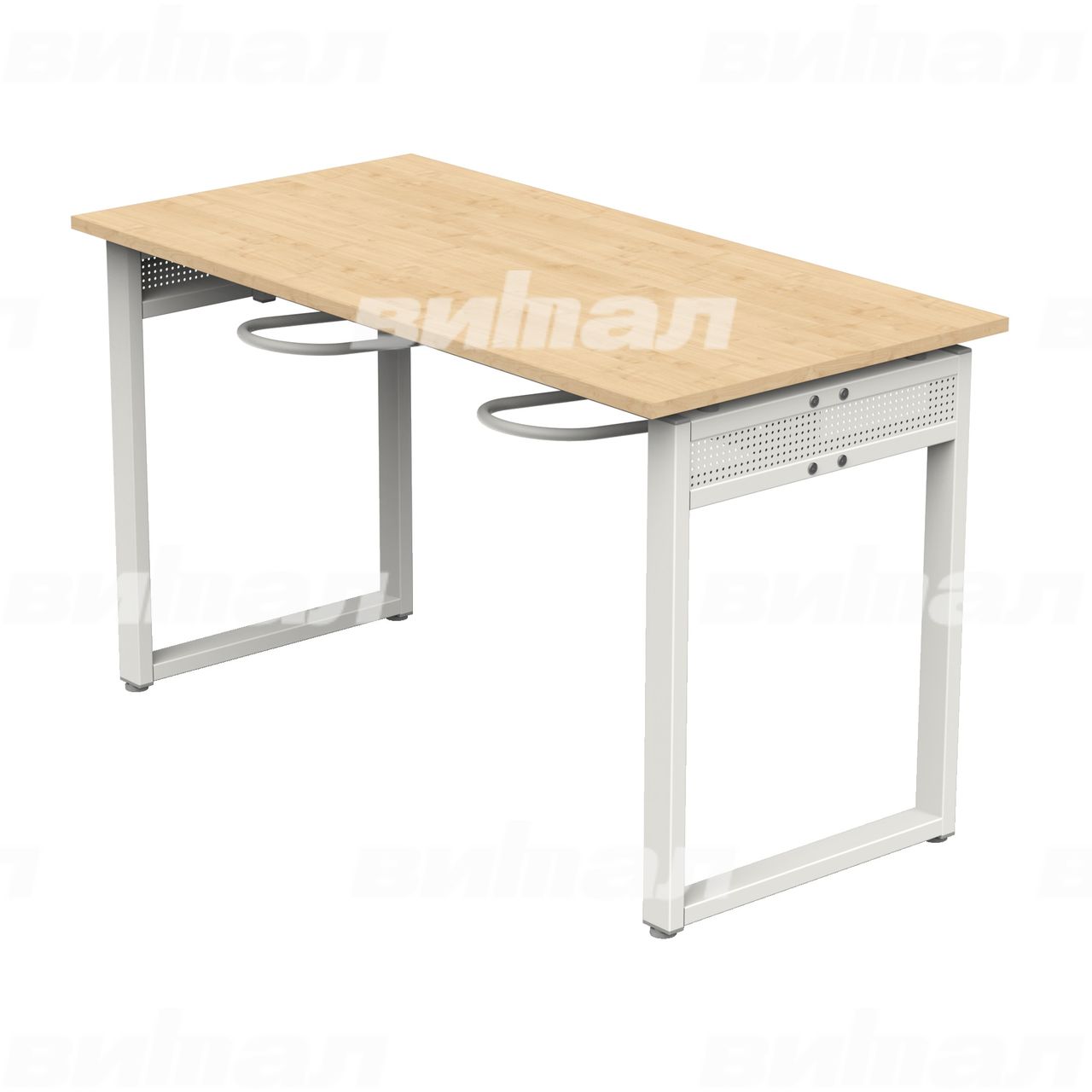 Стол обеденный 4-местный с универсальными кронштейнами «Фьюжн» белый RAL9016 Клен 6 Пластик прямоугольная